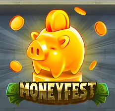 Moneyfest golden dollar sign with coins raining slot game at Crowngreen casino